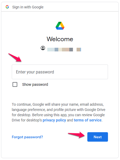 Enter password to login
