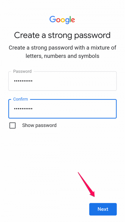 Add Password and Click Next
