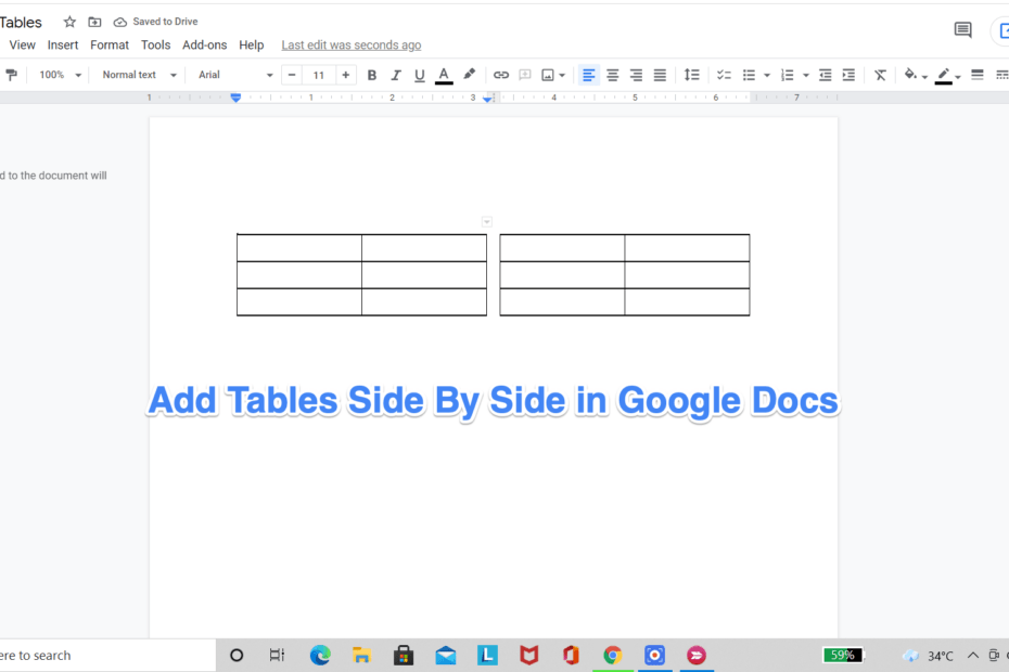 Add Two Tables Side By Side in Google Docs
