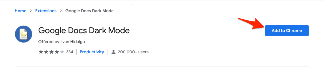 Add to Chrome - Google Docs Dark Mode