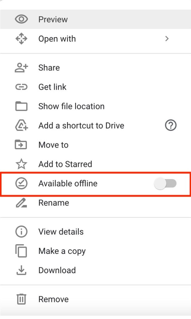google-drive-available-offline-option-missing-fixed