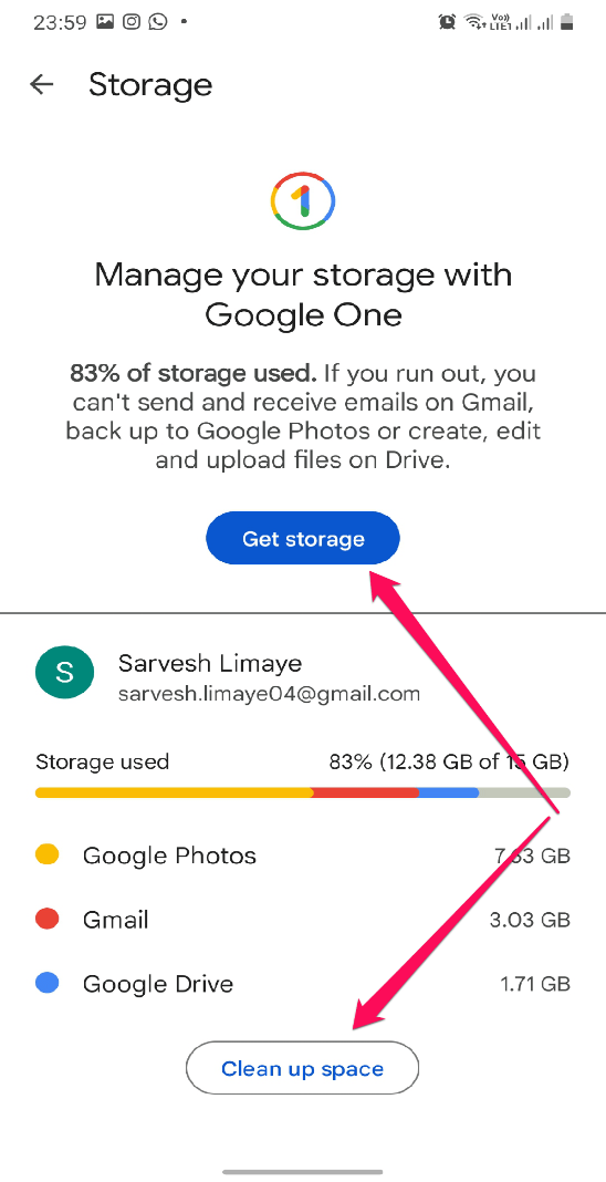 Buy More Storage Using Google One