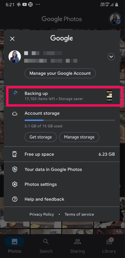 Check Backup Status Google Photos