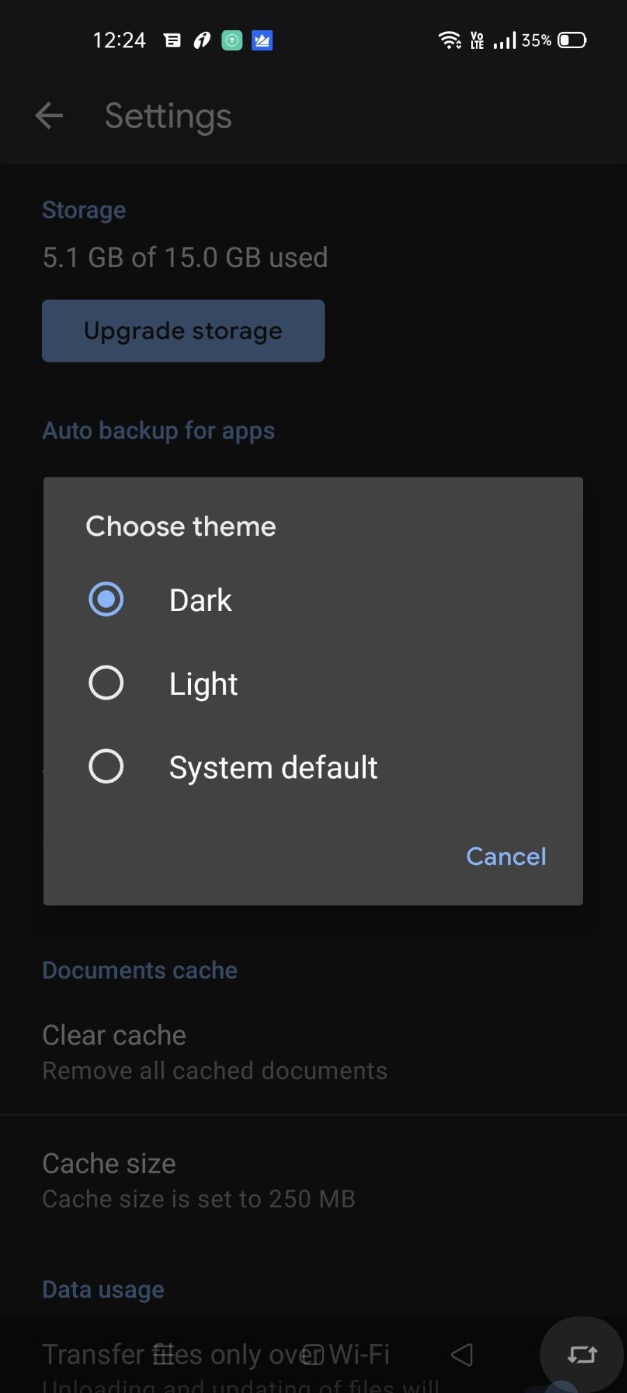 Choose Dark Theme