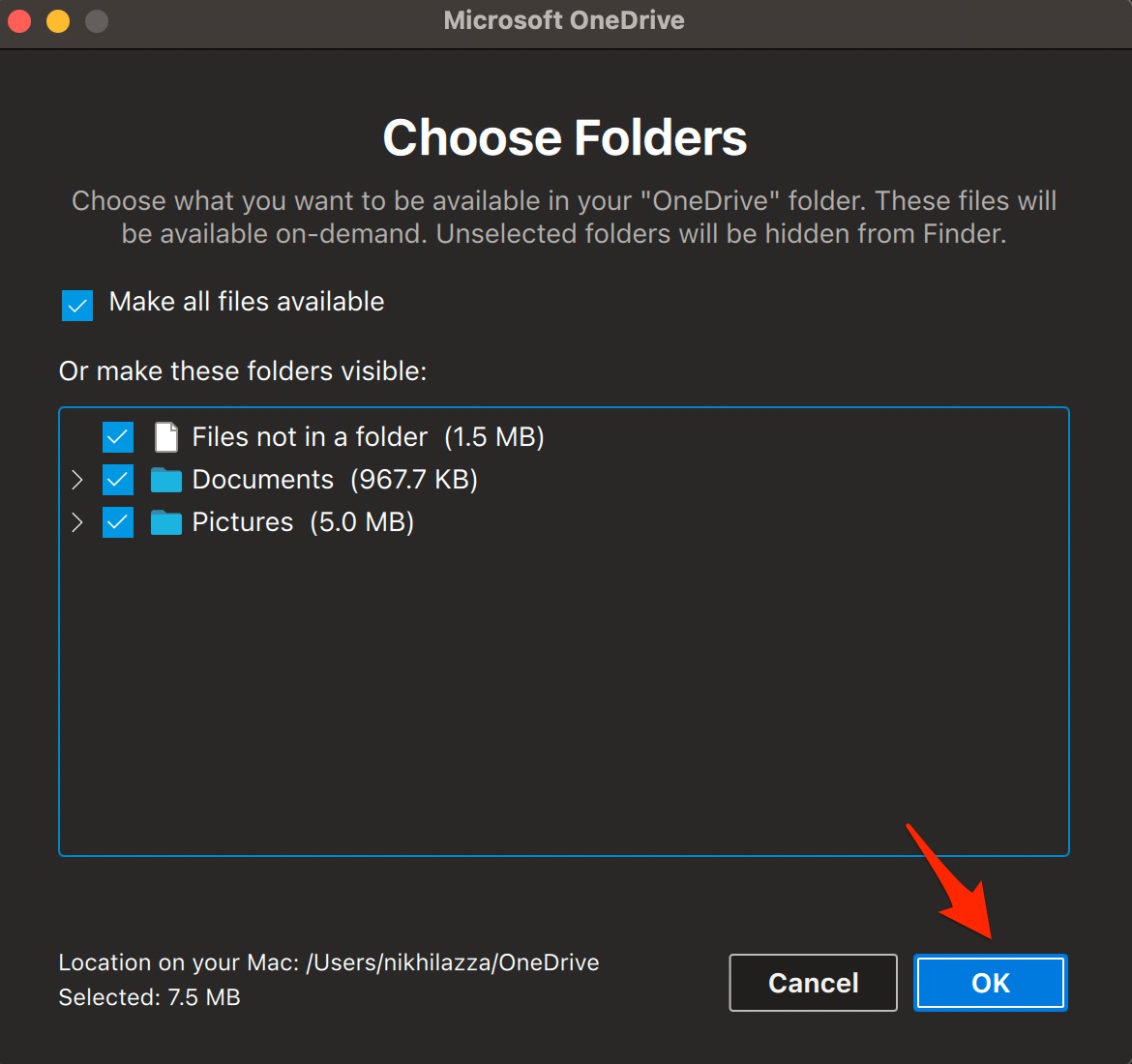 Choose Folders to Sync