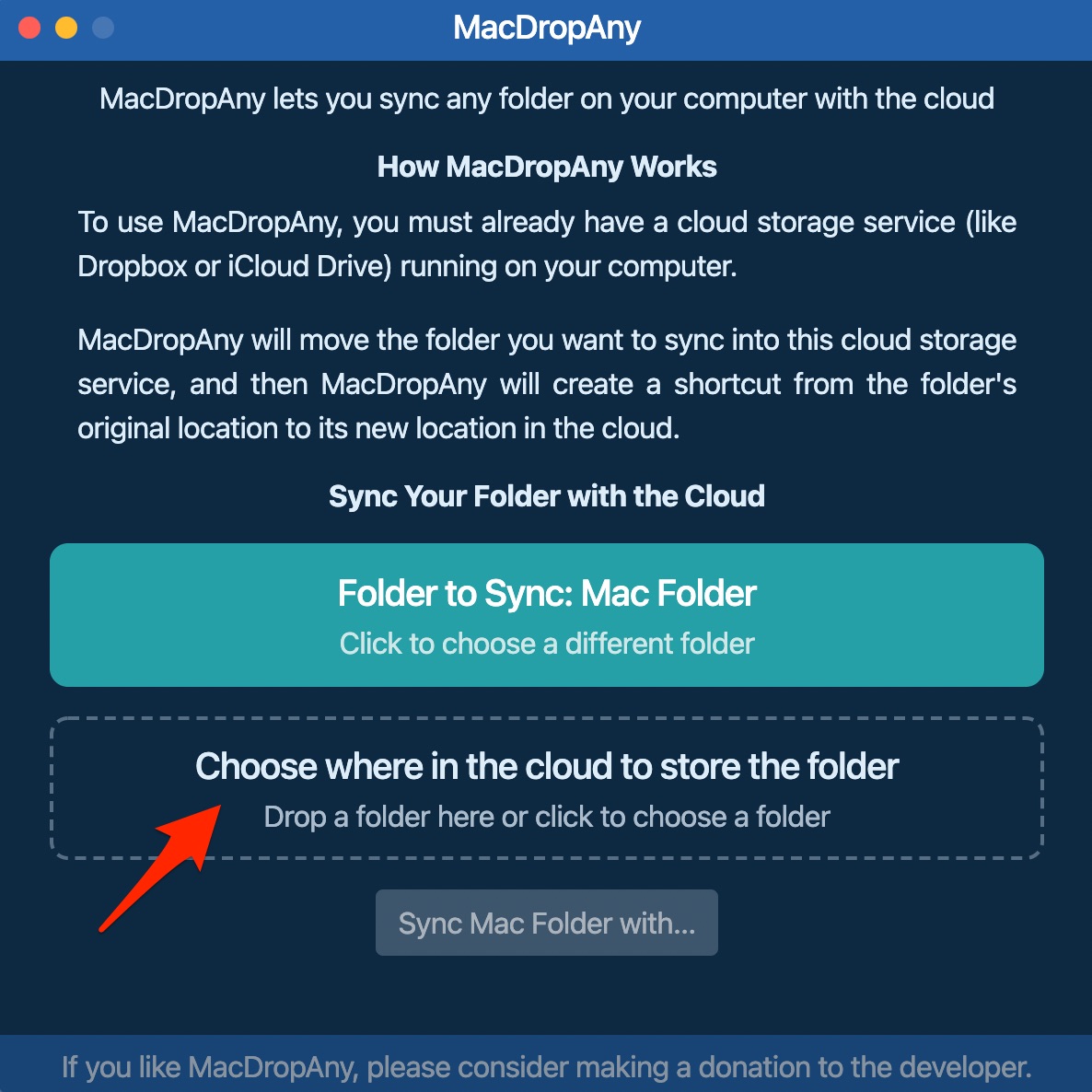 Choose where in the cloud to store the folder