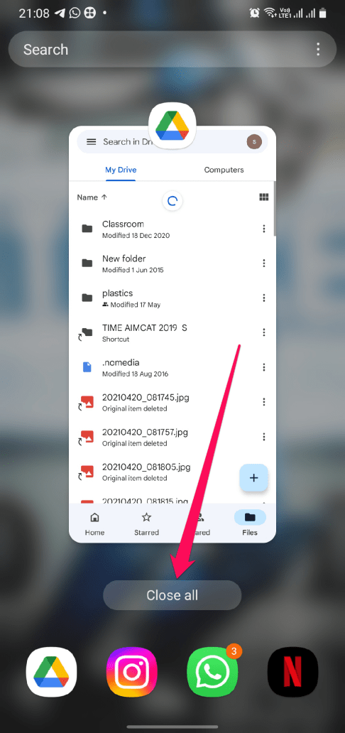 Close Running Google Drive Tab