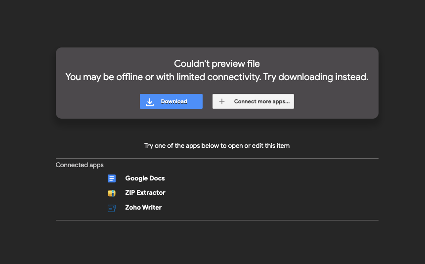 google drive download fails