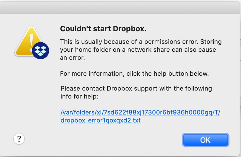 Couldn't Start Dropbox on Mac