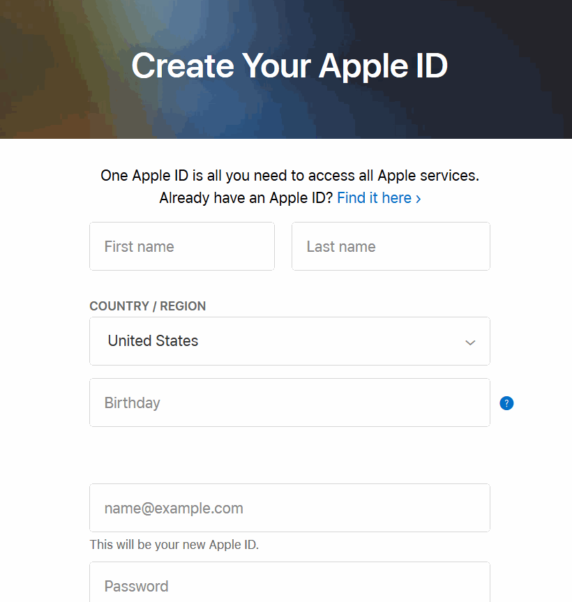 Create Your iCloud ID