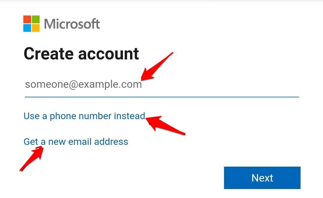 Create an microsoft account