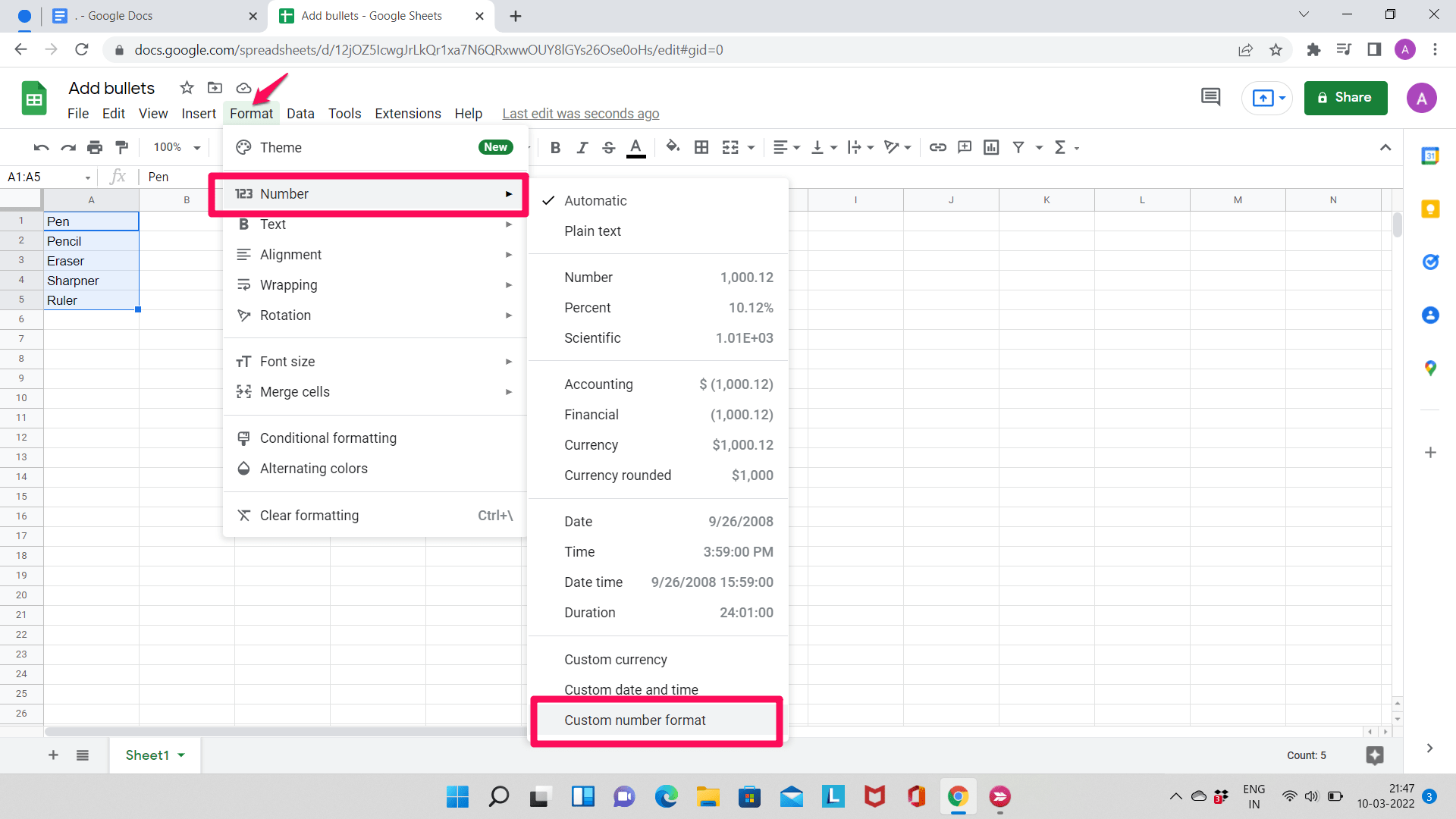 How to Add Custom Bullets in Google Sheets   - 3