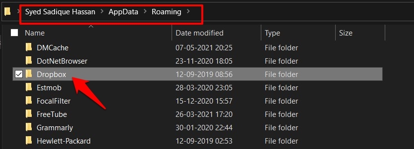 Delete Dropbox Cache Files