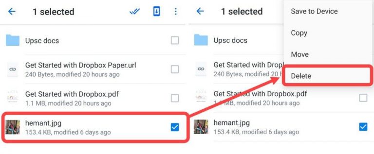 How To Delete Files from Dropbox for Android?