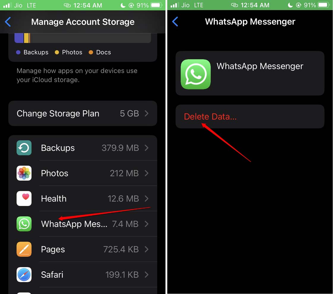 Delete WhatsApp Data