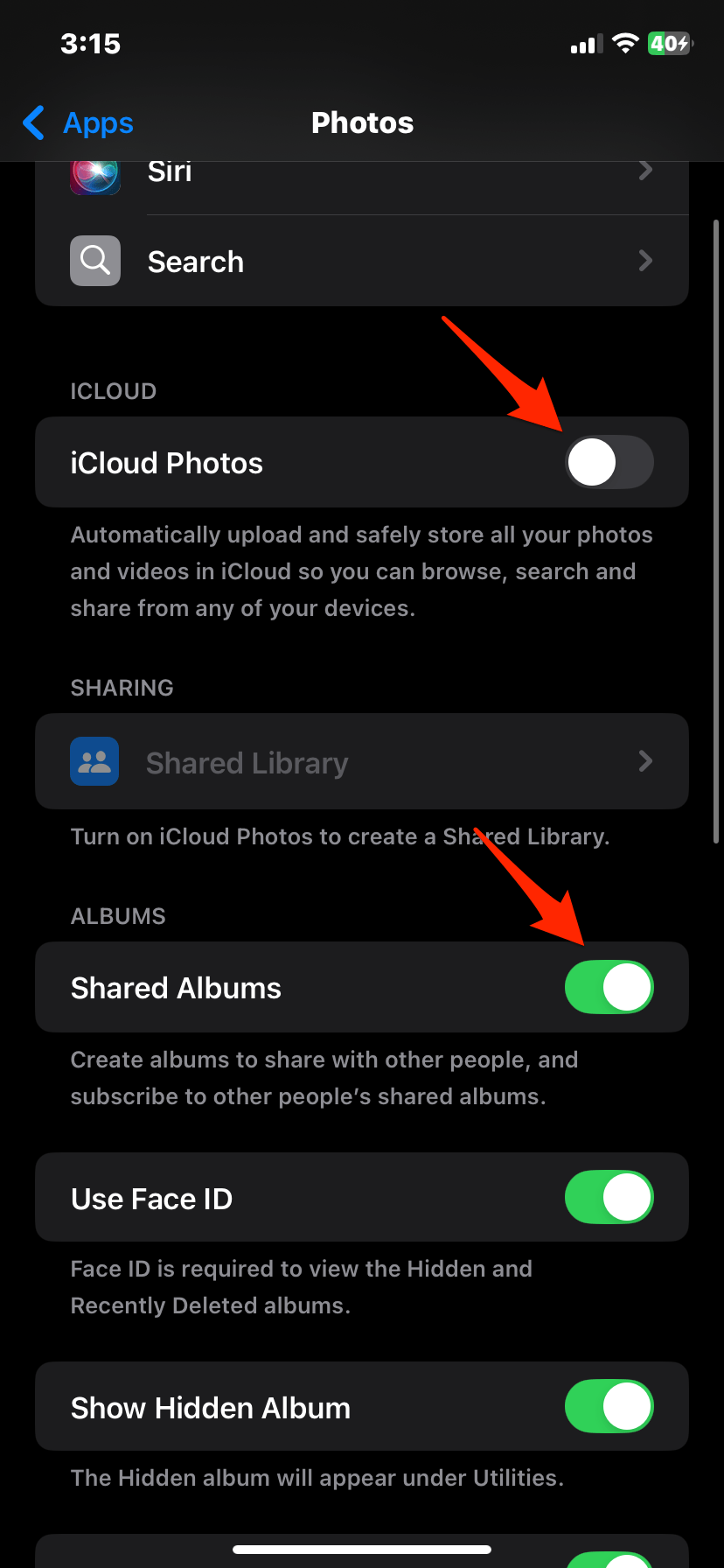 Disbale_iCloud_Photos_and_Enable_Shared_Albums