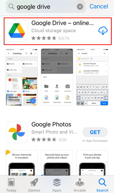 Download Google Drive on iOS