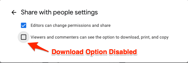 Download Option Disbaled
