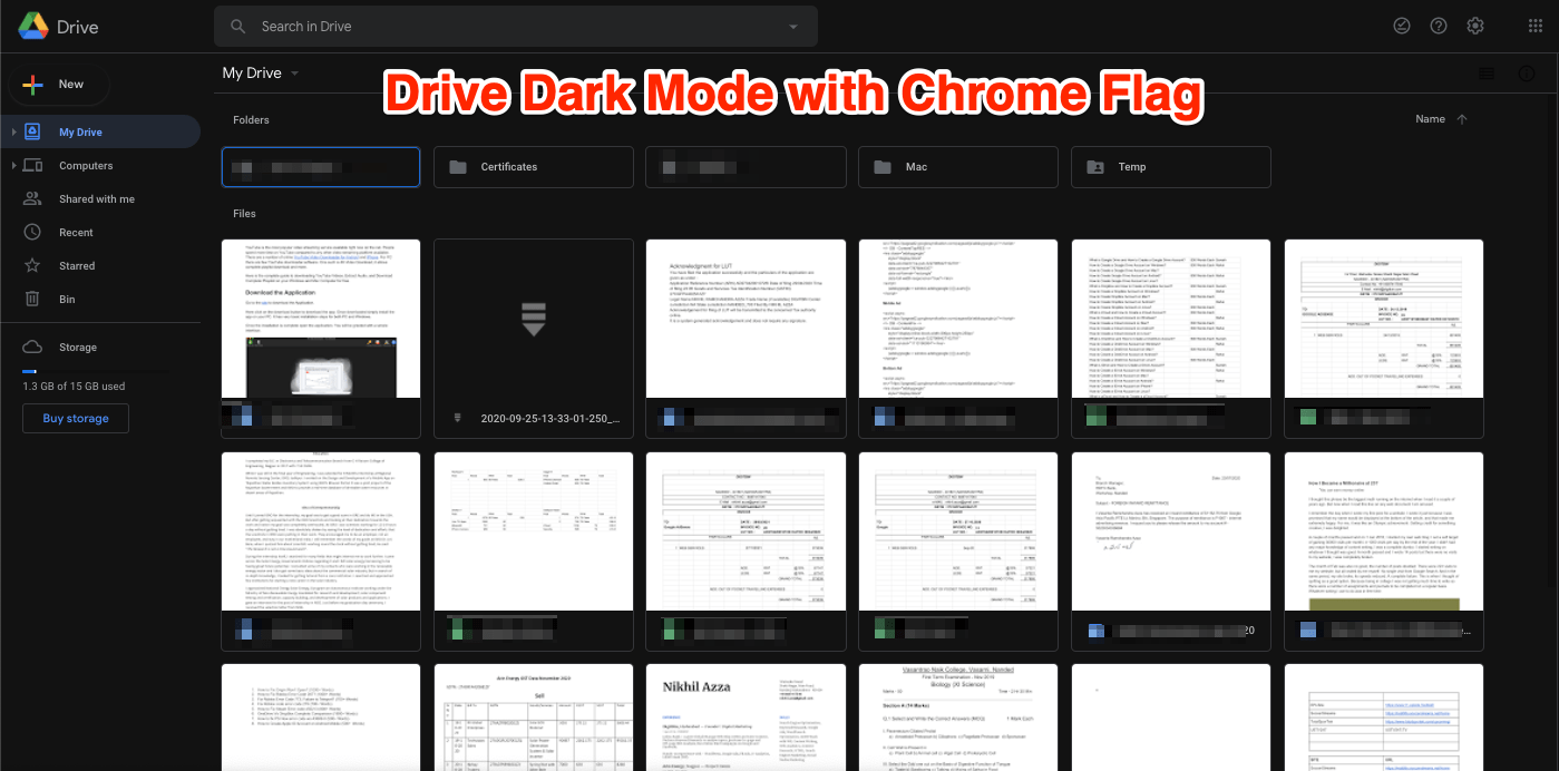 is there a google drive dark mode