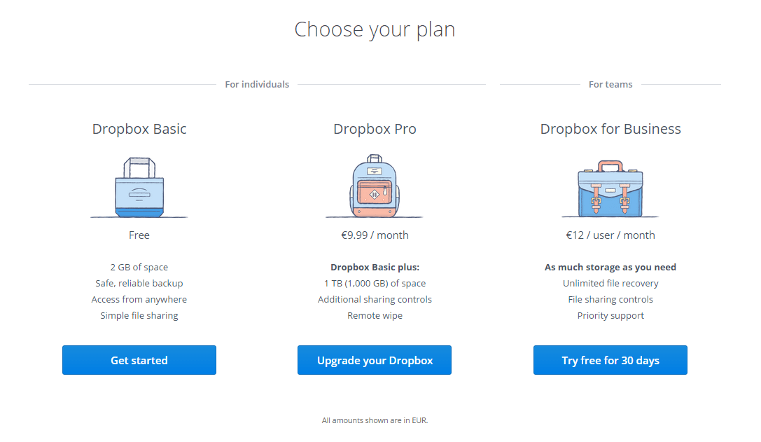 dropbox plans for individuals