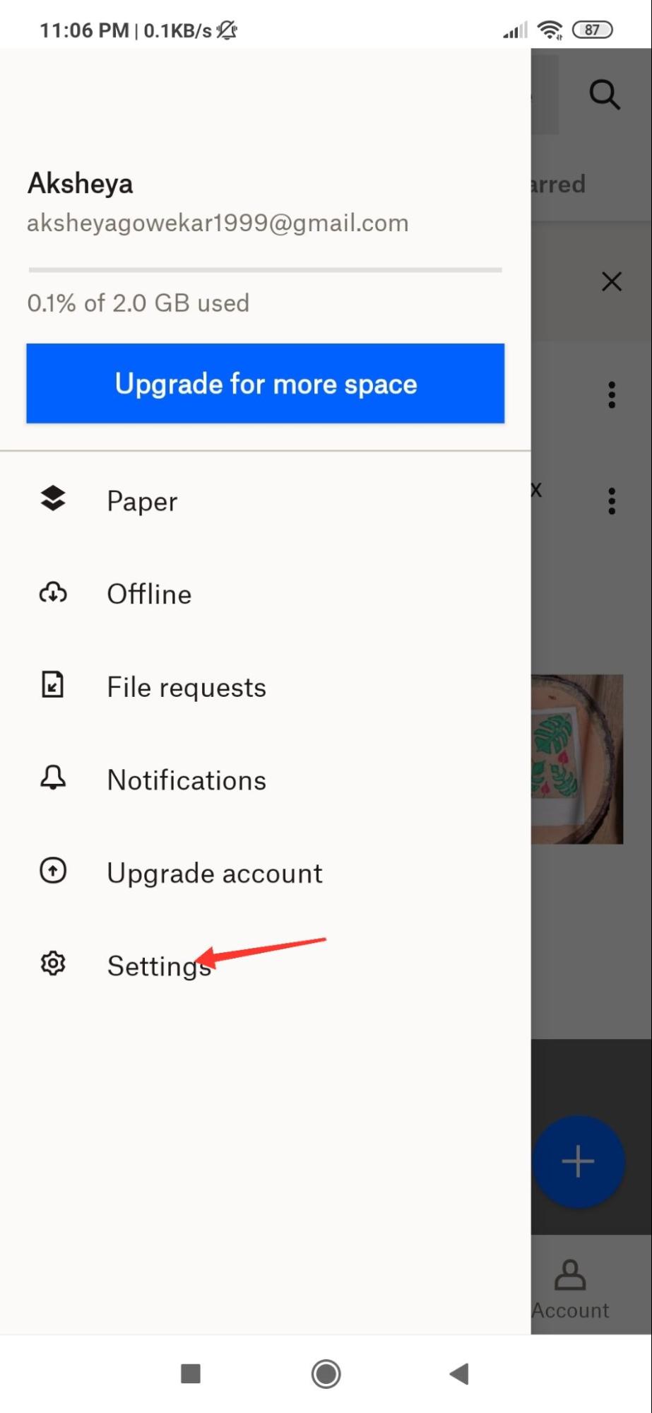 Dropbox Settings