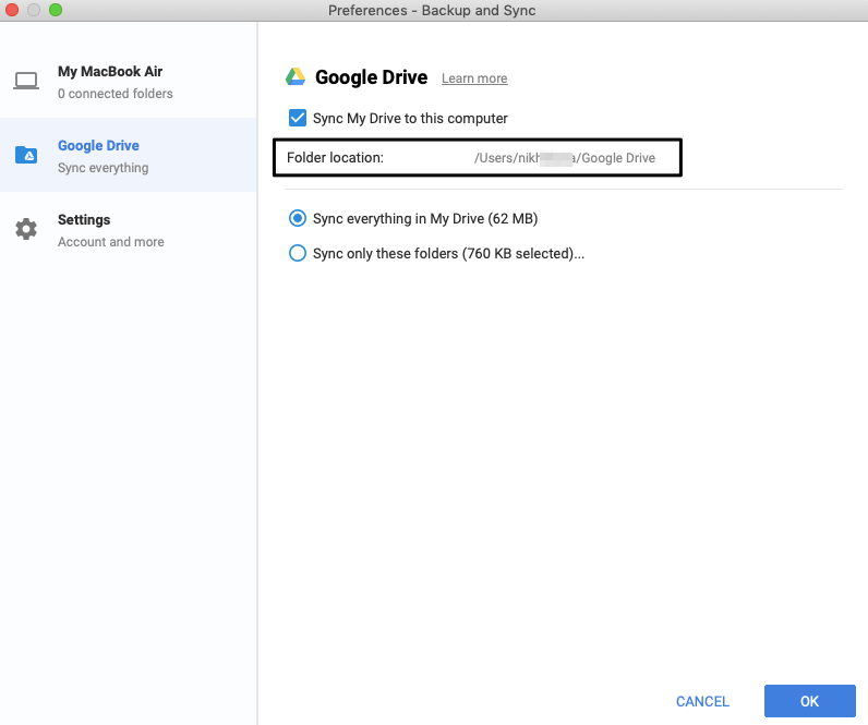 choose files to not sync google drive mac