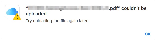 Files Couldn't be Uploaded' to iCloud.com