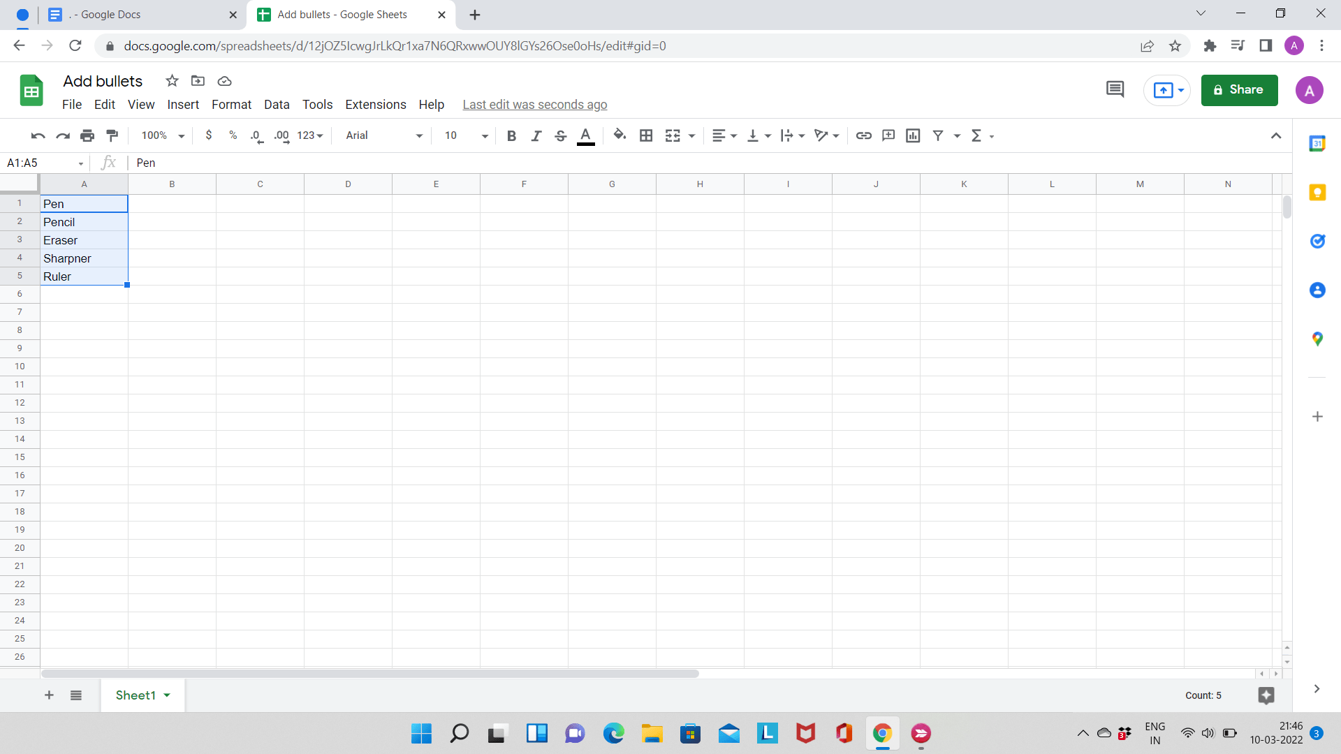 Fill Content Google Sheets