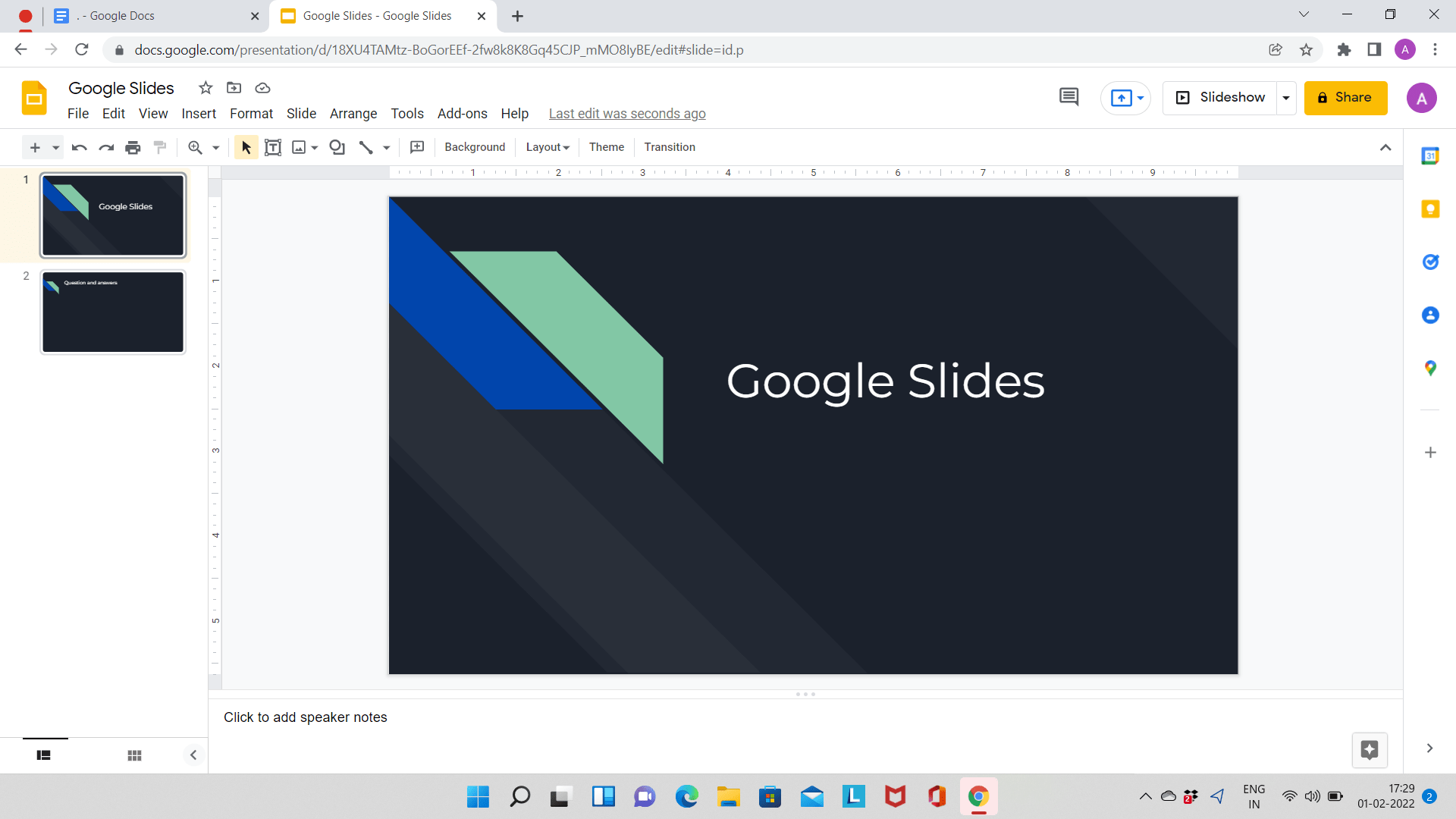 Google Slides Landcape