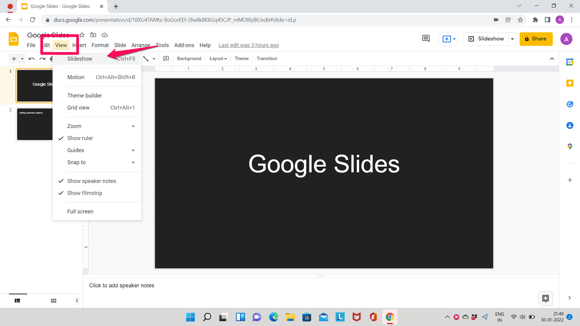 Google Slides Slideshow