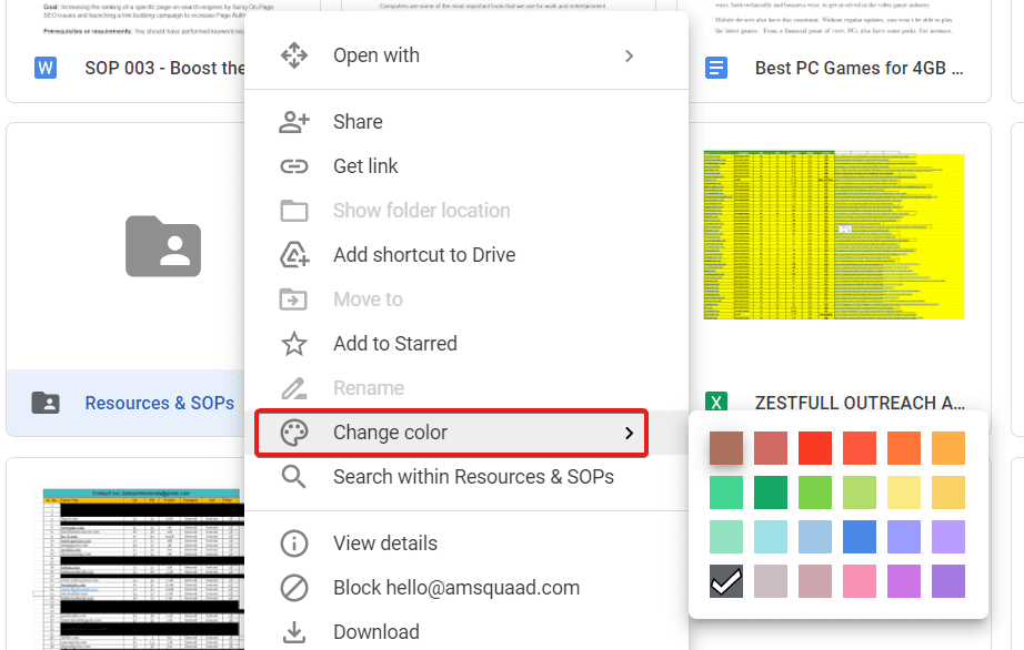 Google drive color code folder