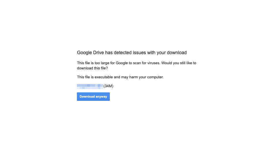 Google Drive has detected issues with your download Fix