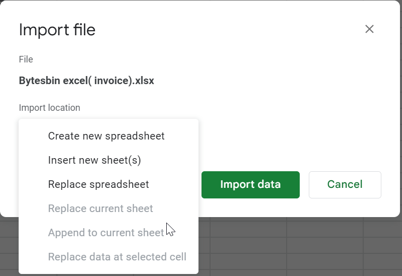 Import File to Google Sheets