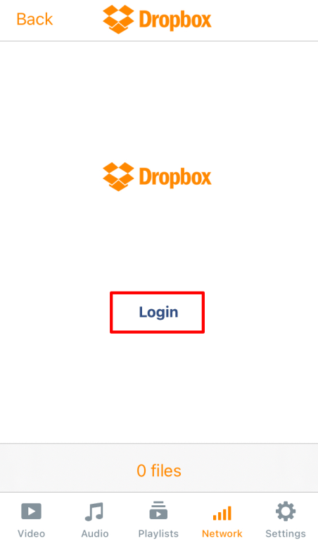 Login to Dropbox on VLC
