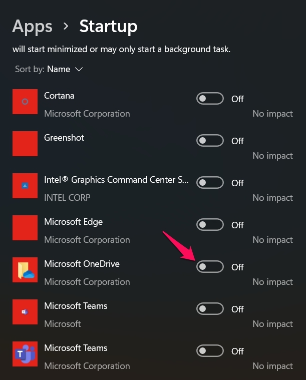 Microsoft OneDrive Disable