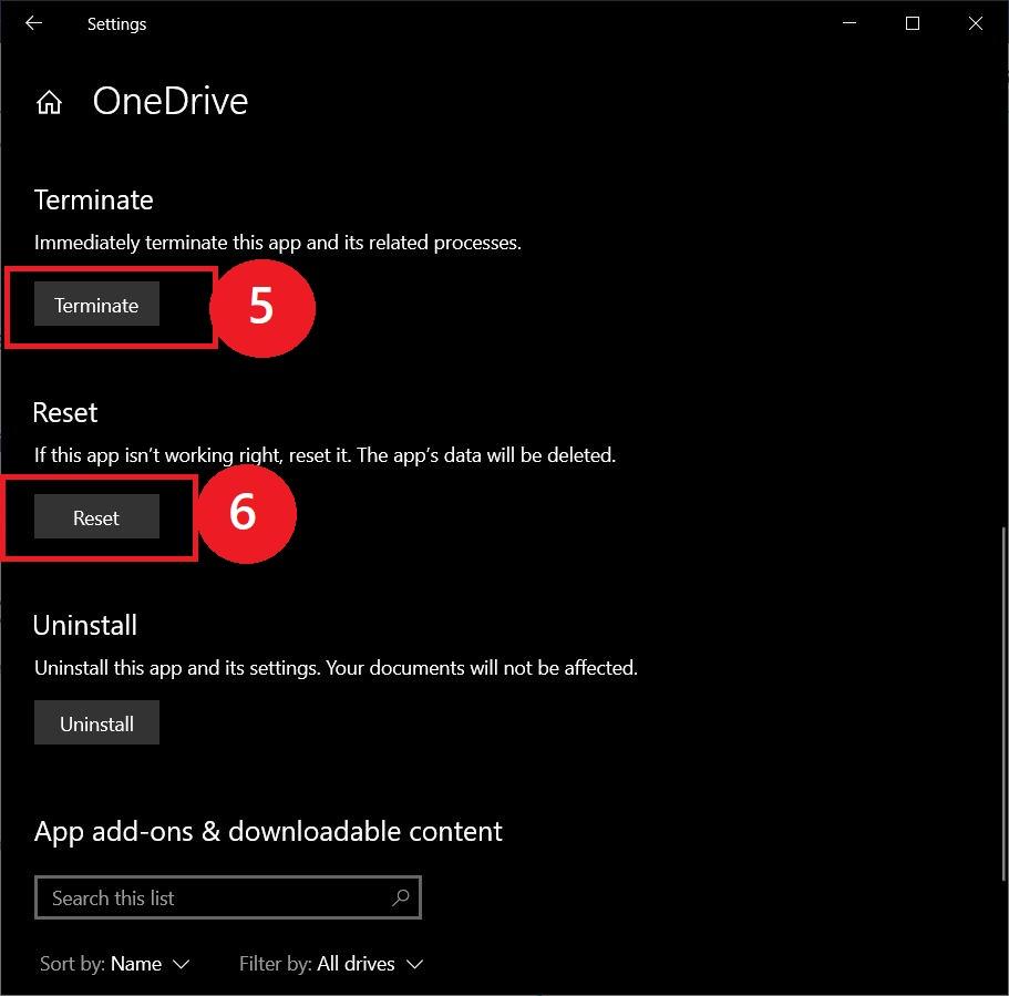 OneDrive Reset