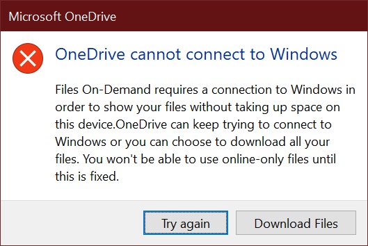 OneDrive Cannot Connect to Windows