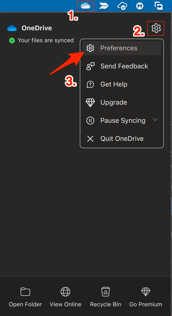 OneDrive Preferences Settings