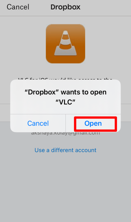 Open Dropbox in VLC