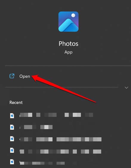 Open Windows Photos App