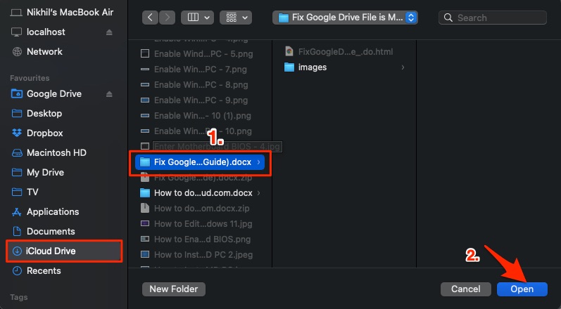 Open Google Drive Folder to Backup