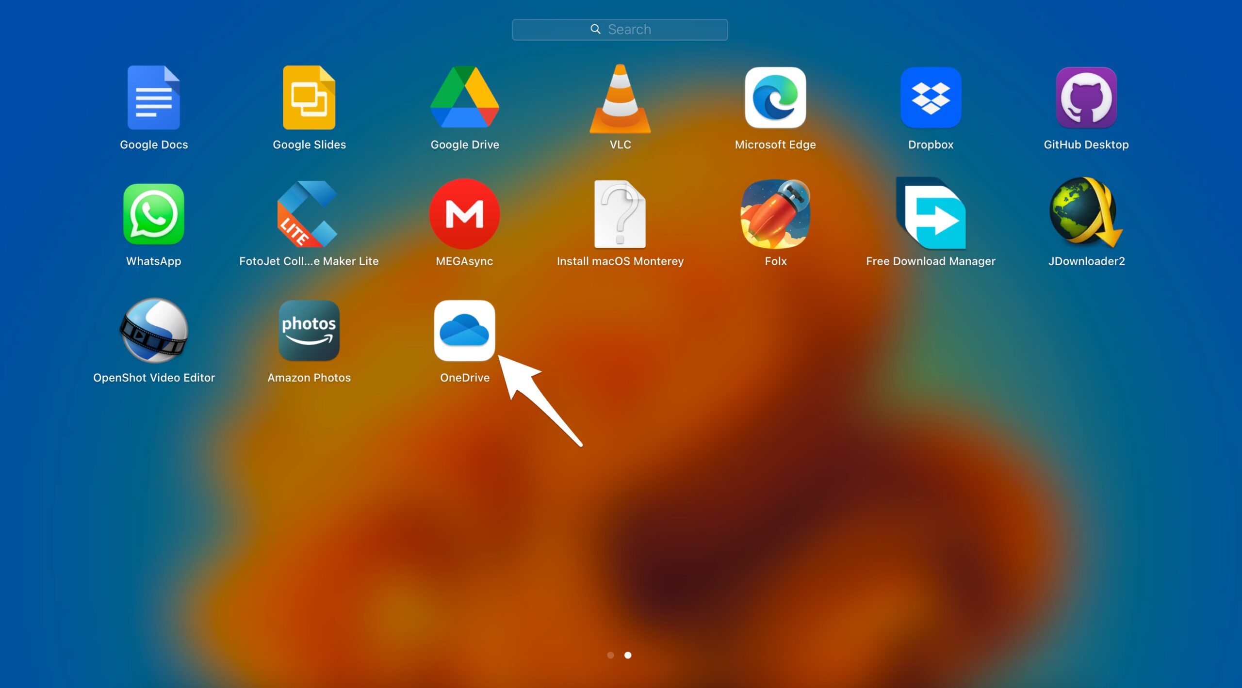 Open OneDrive on Mac Launchpad