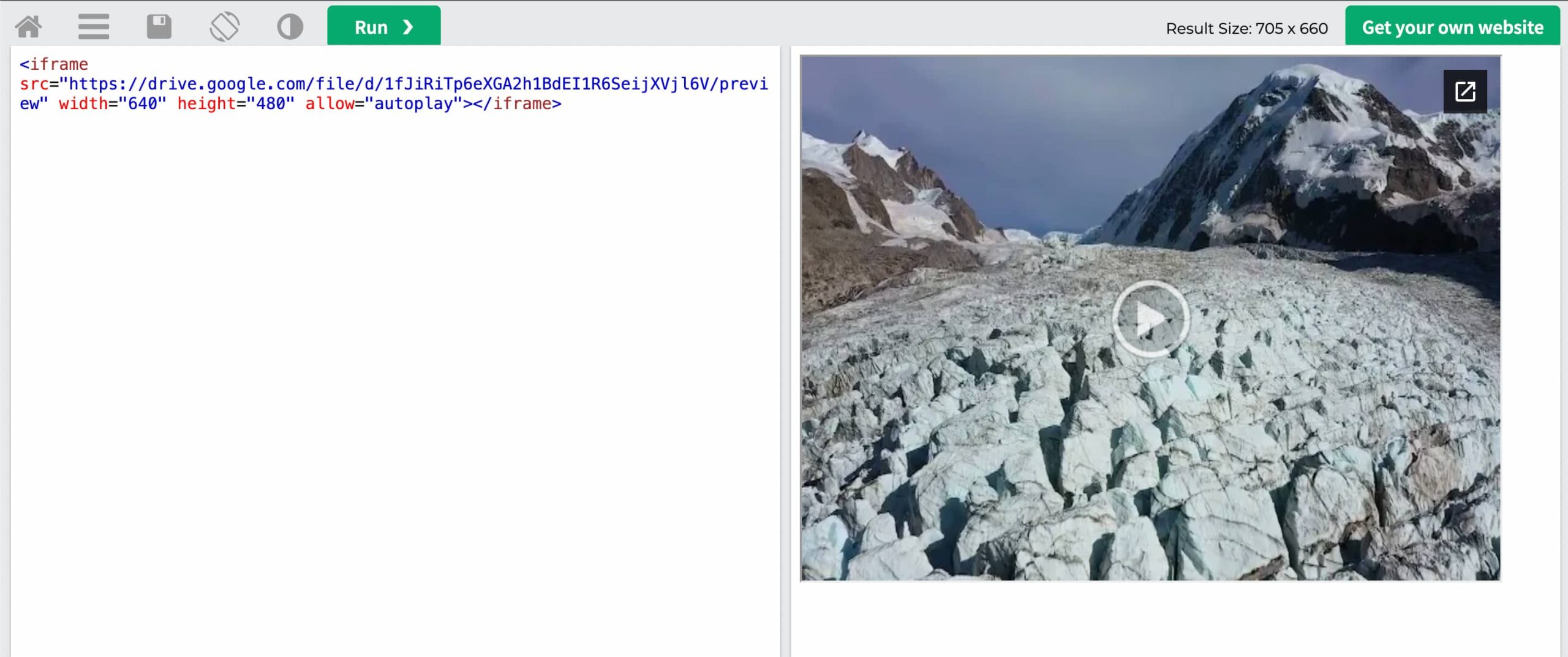 Paste the code on the page to generate the video embed