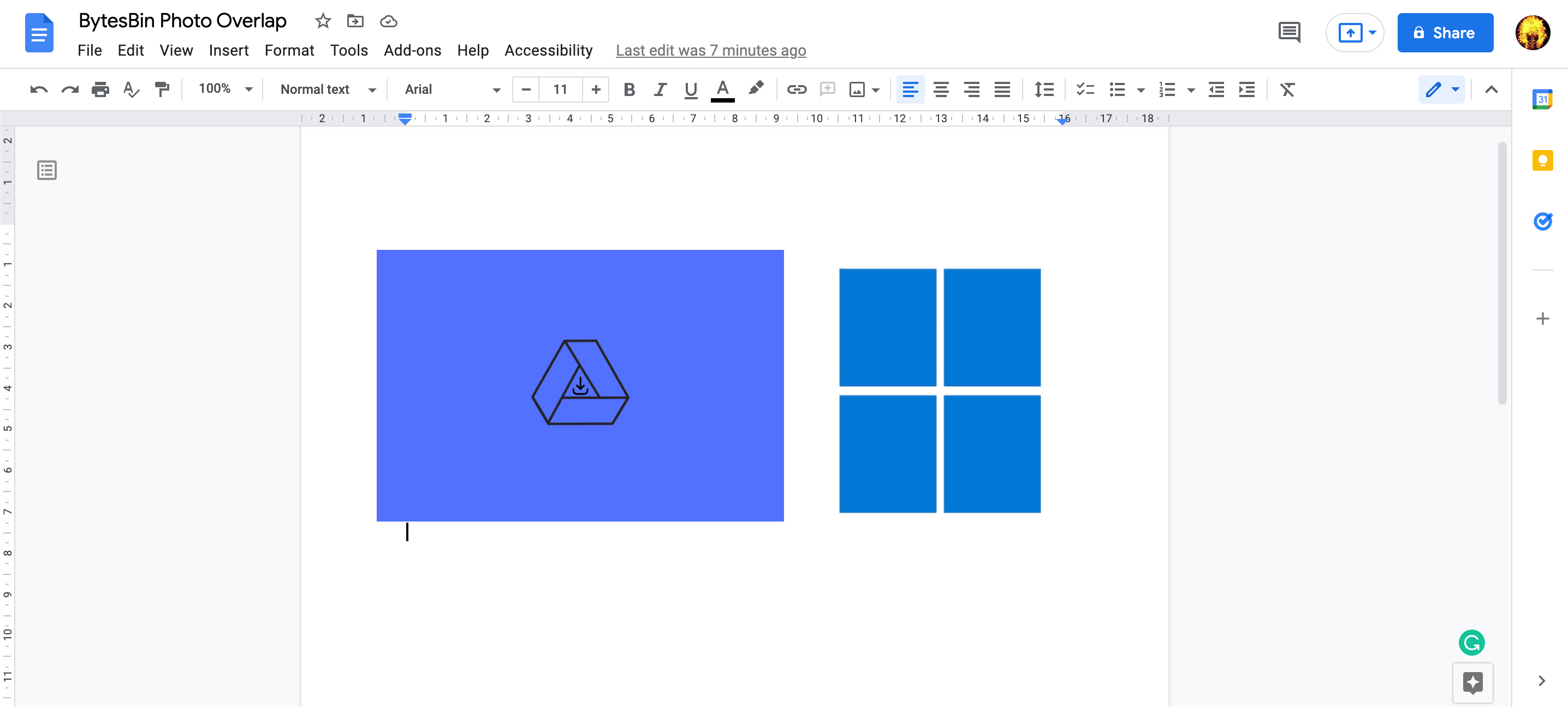 Place Two Images Side by Side in Google Docs