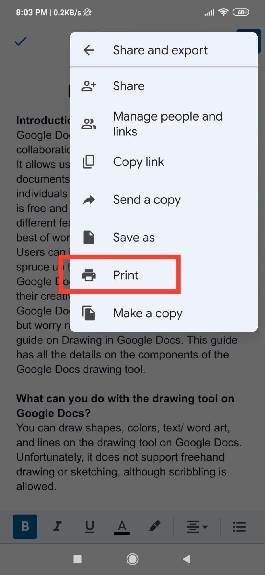 Print Google Docs