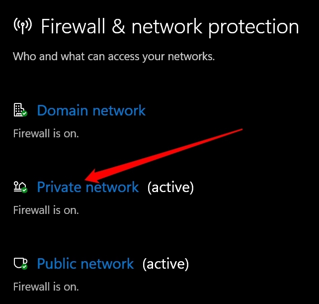 Private Network Windows PC