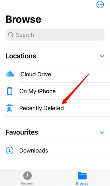 Recently Deleted Option