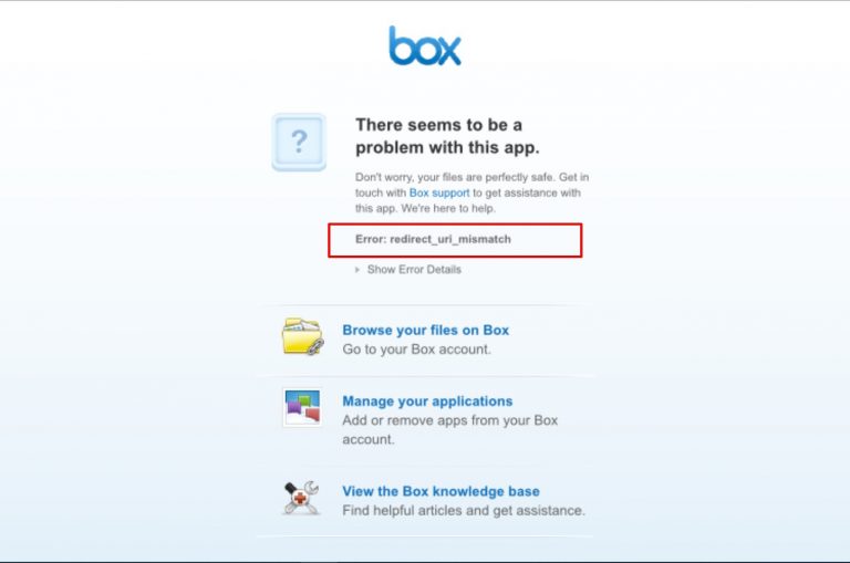 Fix Box 'Redirect_URI_Mismatch' Error
