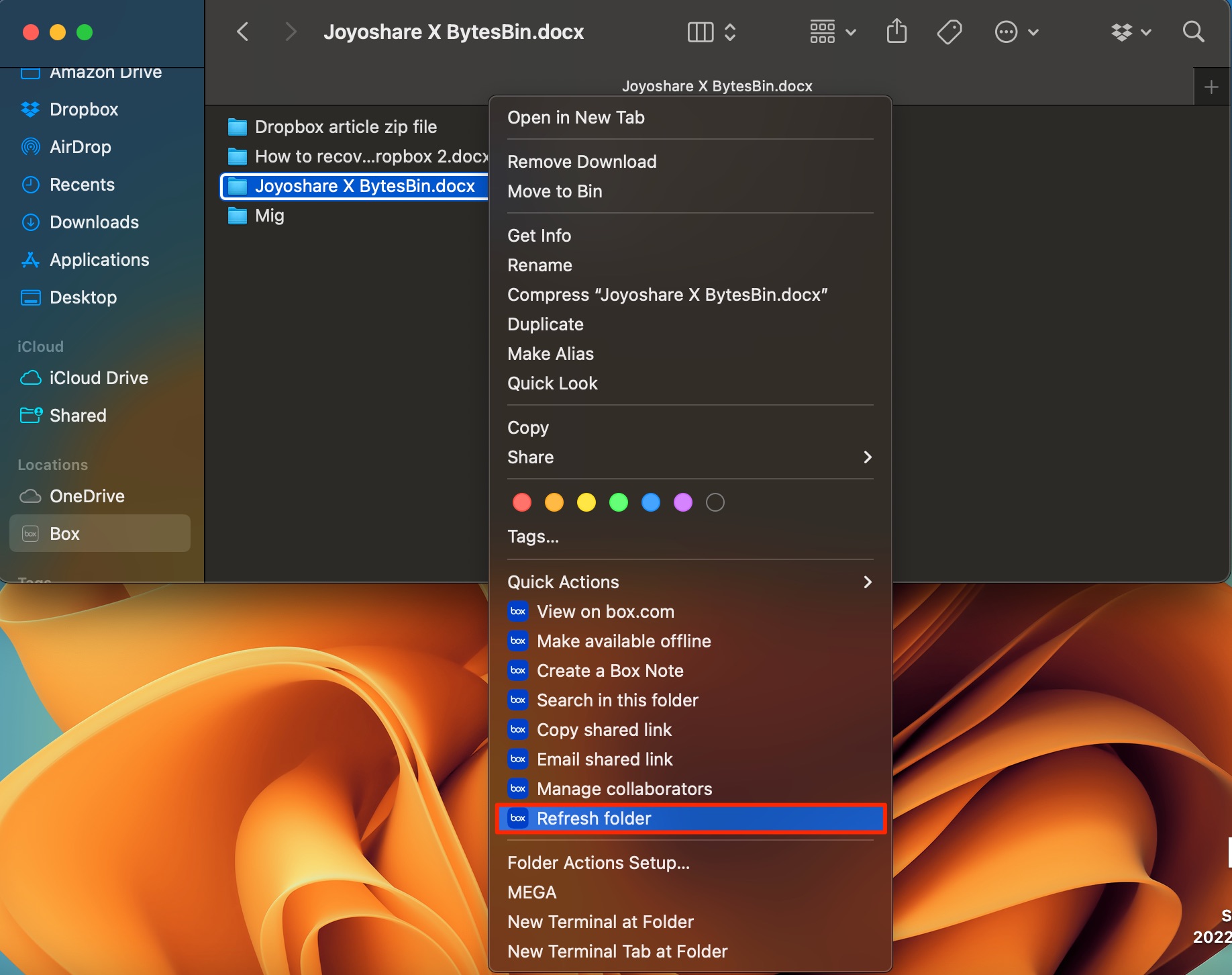 Refresh Folder in Mac Finder