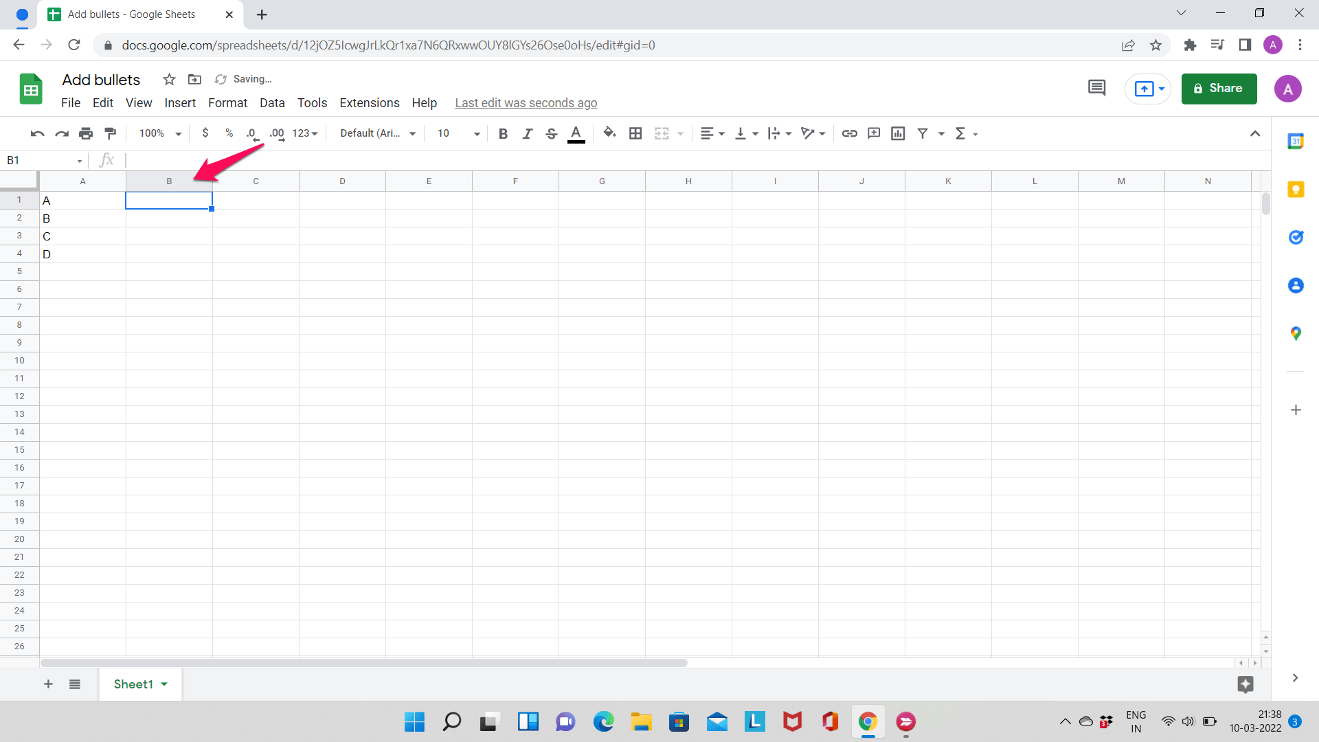 How to Add Custom Bullets in Google Sheets   - 1